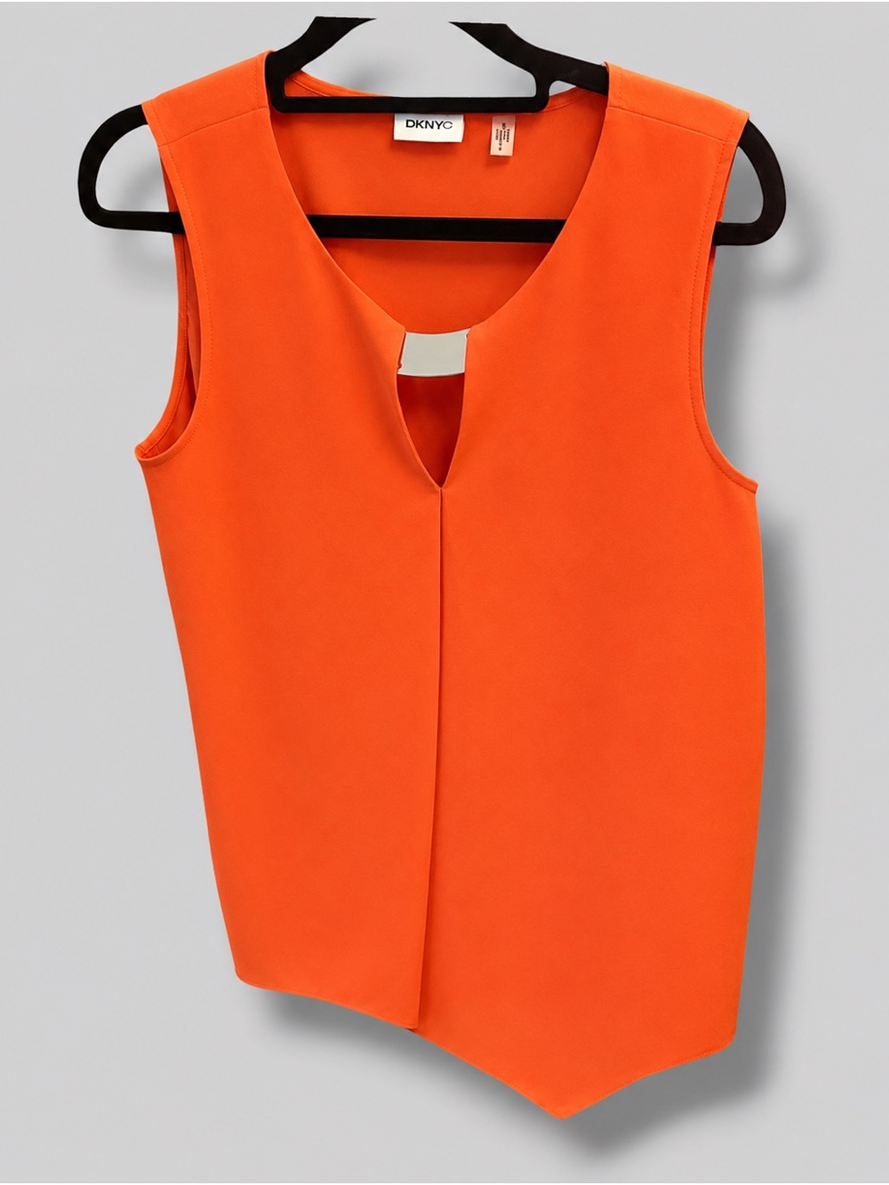 DKNYC Bright Orange Sleeveless Top with Silver Notch Accent